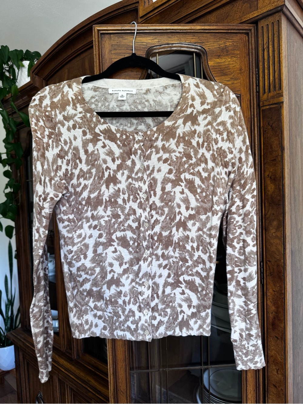 Banana Republic Abstract Leopard Patterned Cardigan